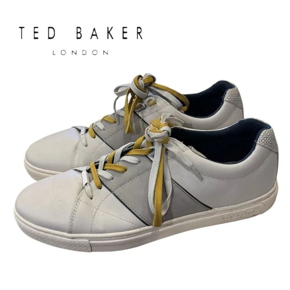 Ted Baker London Quana Men’s White Gray Men's Leather Sneakers  13